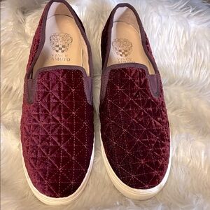 Vince Camuto Wine Red Velvet Sneakers Slip on Shoes Quilted Women’s 9 1/2